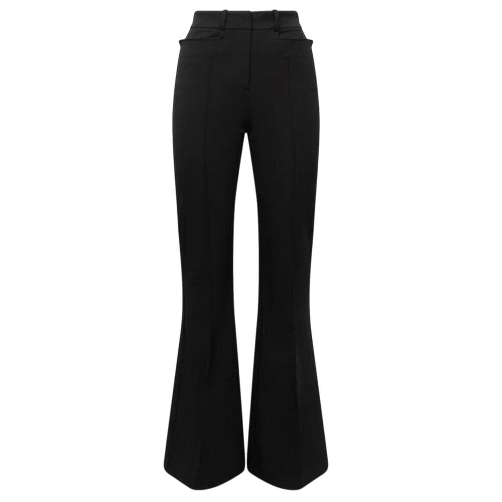 Reiss Dylan High Rise Flare Trousers Black Size 12 Pinched Seam Work Stretch